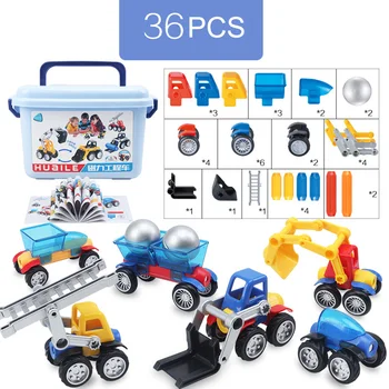 

36Pcs Children Magnetic Assembly Car Playset Educational Toy Magnetic Building & Construction Toys New Year Gift