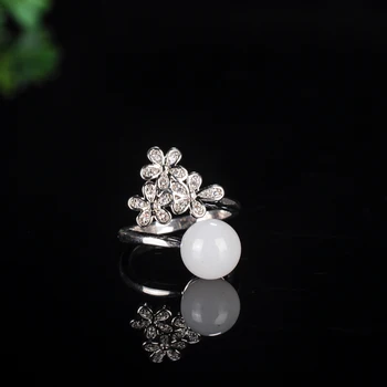 

925 Silver Xinjiang Natural Gold Silk White Jade Ring Woman