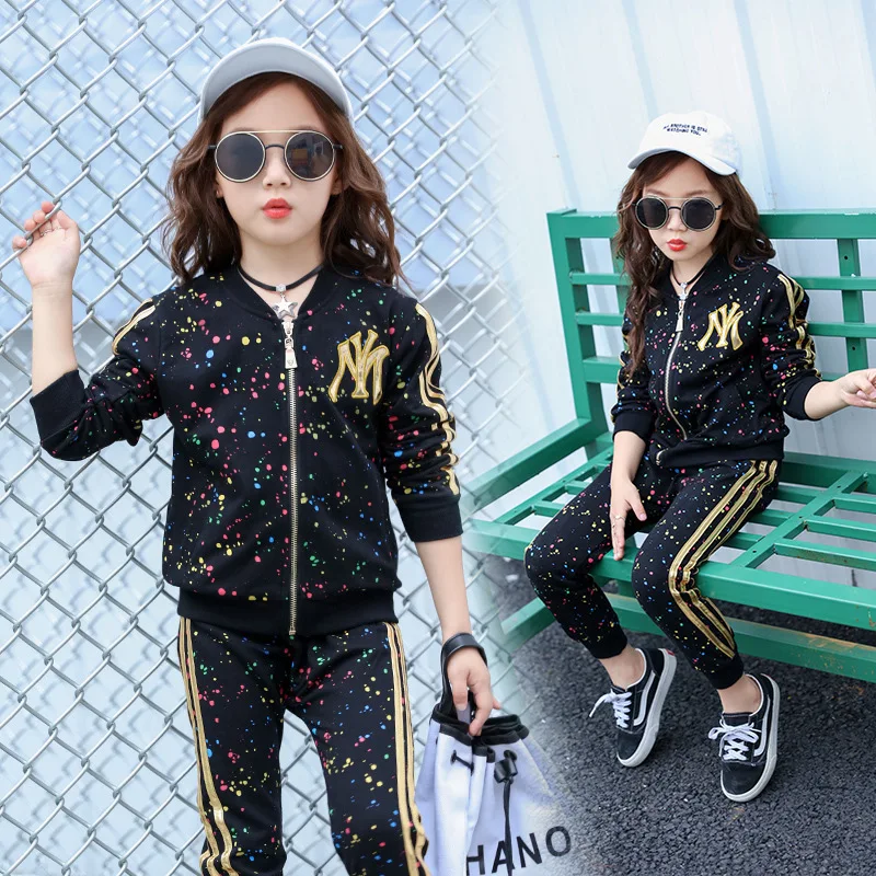 

Girls 2019 Camouflage Batch Printing Spring And Autumn Korean-style CHILDREN'S Suit Fashion Big Boy Long Sleeve Sports Two Piece