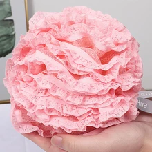 Banho de chuveiro bola laço malha espuma grande esfoliante purificador cor de rosa banho bolha bola corpo pele ferramenta limpeza acessórios do banheiro