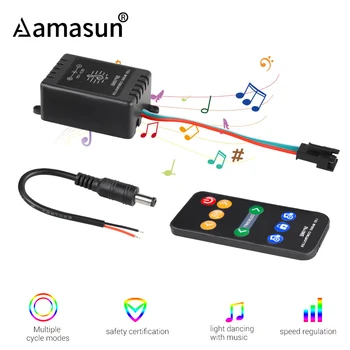 

SP106E 9KEY LED Music RGB Controller DC 5V-12V WS2811 /WS2812B /6812 /1903/6803 Magic LED Tape Digital Colorful Music Controller