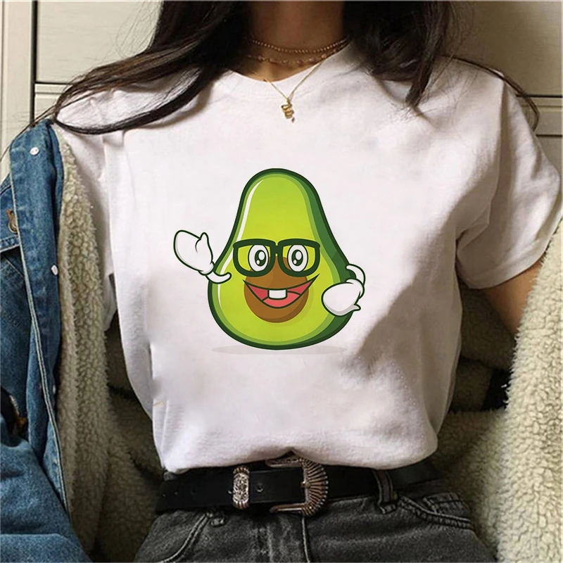 

Funny Avocado Women T-shirts Fashion Cartoon Women Tops Tee Cute Print Female Tee Shirts Graphic Woman T-shirts