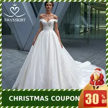Милое Свадебное платье с открытыми плечами, шикарная юбка с изящной аппликацией, платье для невесты принцессы, vestido de noiva F125