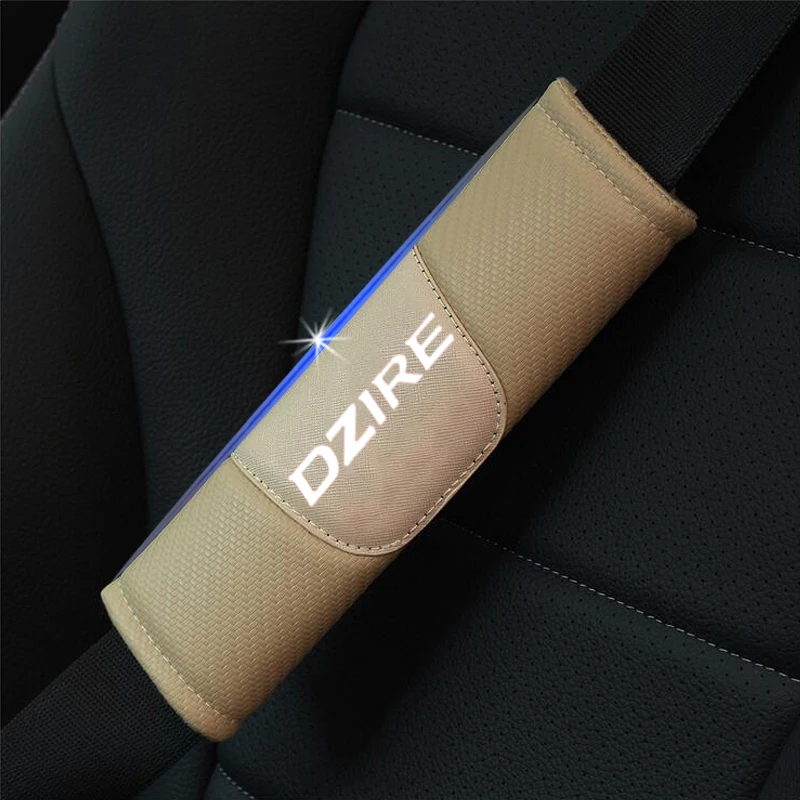For Suzuki Dzire 2pcs Fashion Carbon Fiber Leather Car Seat Belt Cover