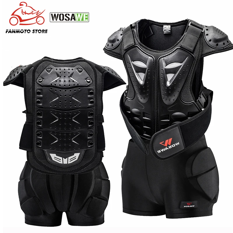 

WOSAWE New Motorcycle Armor Jacket Motocross Armor Vest Body Chest Shoulder Back Gear Protective Hip Protector for Children Kids