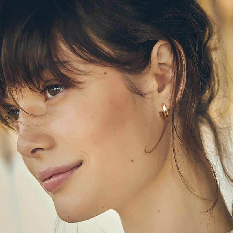 Small Chunky Gold Hoop Earrings 14K Gold Plated Dainty Tiny Thick Chunky Huggie Hoop Earrings for Women and Girls - Image 4