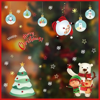 

60*90CM Christmas Stickers Holiday New Year Christmas Window Glass Doors And Windows Shop Decoration Wall Stickers