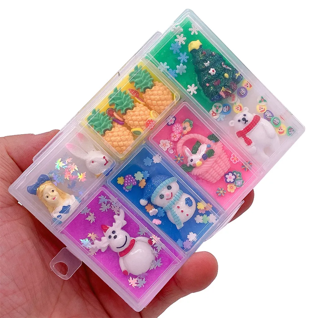 Christmas Tree Bear Snowman Cloud Cotton Slime Charms Soft Light Sand adults children Crystal Slime Clay Toy stress reliever