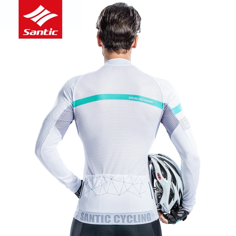 Santic, мужские майки для велоспорта с длинным рукавом, Pro Fit, MTB, дорожный велосипед, топ, Джерси, лето, Осень, дышащие, для спорта на открытом воздухе, одежда для верховой езды