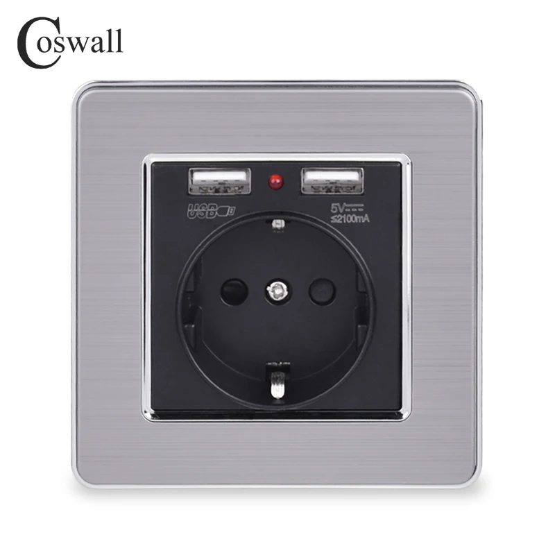 Coswall двойной usb порт для зарядки 5 в 2 1 а светодиодный индикатор 16А настенная