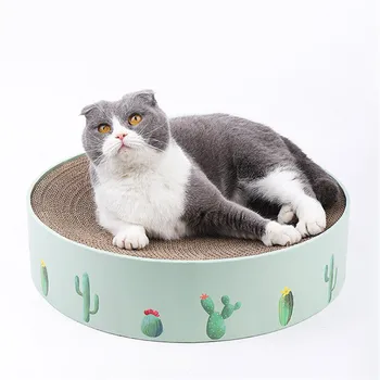 

Pet Cat Scratch Board Pad Corrugated Paper Cat Scratching Board Mat Kitten Catnip Cats Round Scratching Toy