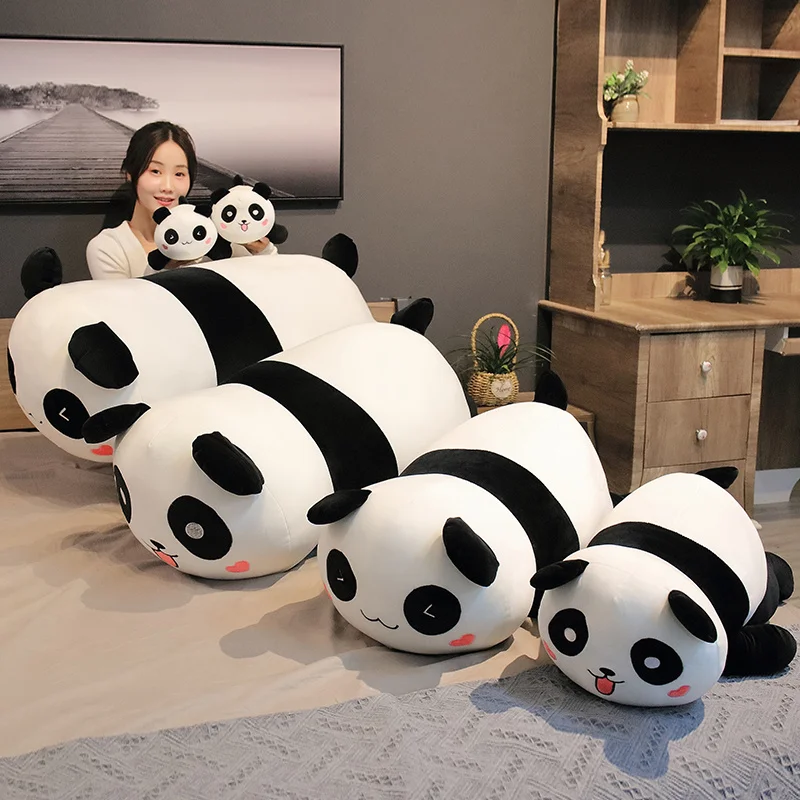 Длина 80/60 см гигантские Kawaii Panda для домашних животных, плюшевые милые животные панда сна подушка для детей детская одежда на день рождения для детей Рождественский подарок вздремнуть подушка