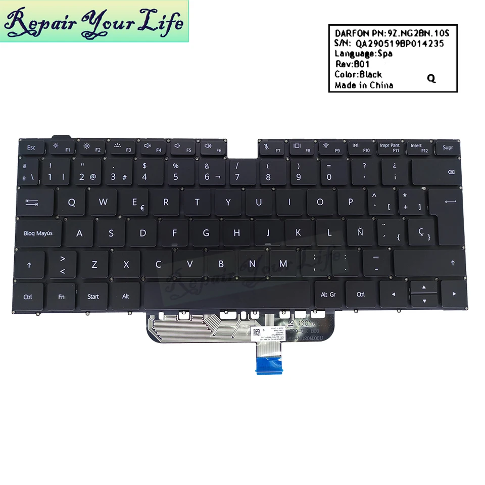 PT-BR Portuguese Spanish Backlit Keyboard for Huawei MateBook D 14