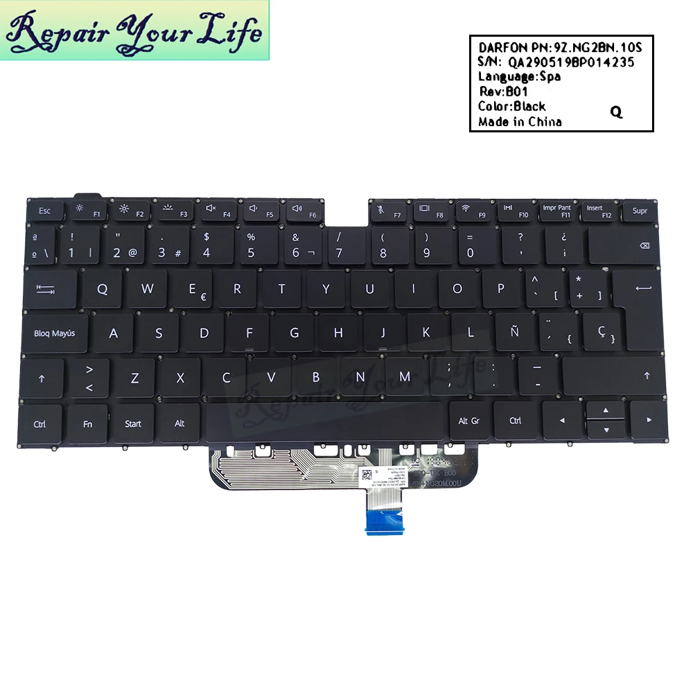 Pt-br Português Espanhol Teclado Retroiluminado para Huawei Matebook d 14 Nbl-wap9r Nbb-wah9 Wah9p Wae9p Notebook Teclado Genuíno