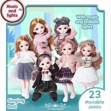 

New 1/6 12 Inch 31cm Bjd Doll 23 Joints Long Wig Plastic Toys Musical Doll Girls Children's Favorite Fashion Birthday Presents