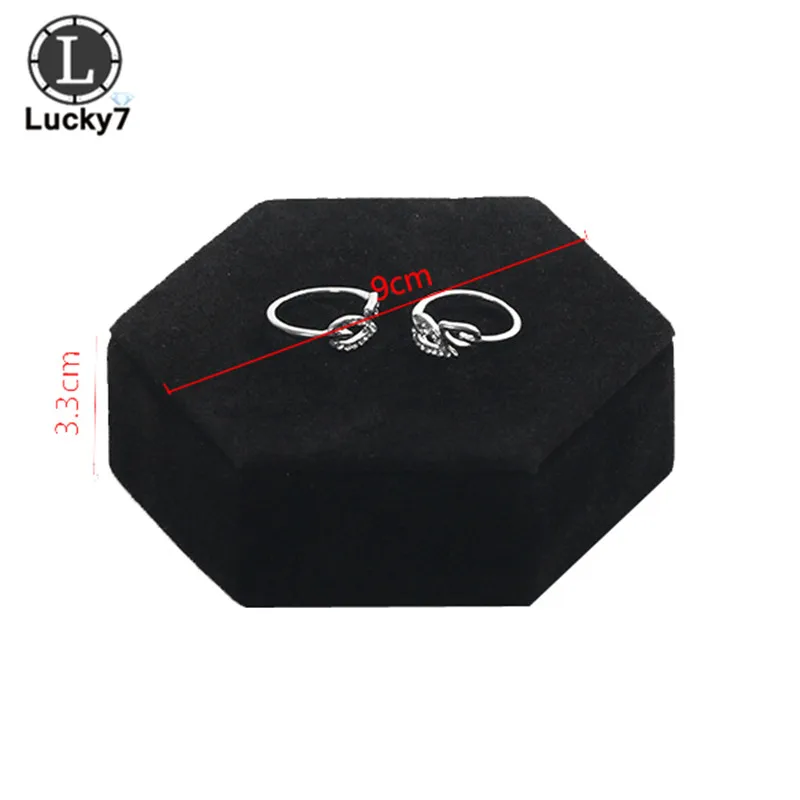 9x3.3cm 3 шт. черные бархатные шестиугольные украшения дисплей Поддержка ожерелье кулон браслет кольцо Дисплей украшения дисплей реквизит счетчик шоу - Цвет: 9x3.3cm