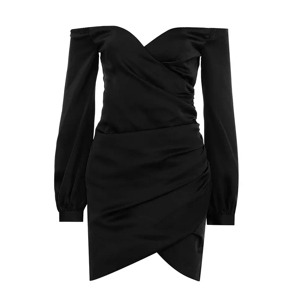 Seamyla новые сексуальные винтажные вечерние платья знаменитостей Vestidos короткая с рукавом-фонариком женское элегантное мини-платье - Цвет: Black