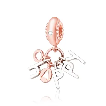 

925 Sterling Silver Happy Charm Bead Fit Original Fine Charm Essence Bracelet Bangle Lady Jewelry Gift 2018 Spring Collection