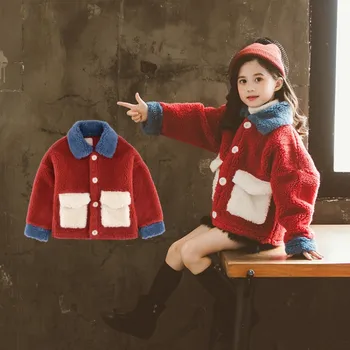 

2019 winter faux fur girls jackets and coats 12 years old white red fashion outwear children