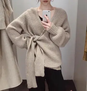 

Women Sweater 2019 Autumn V-neck Kimono Wool Cardigan