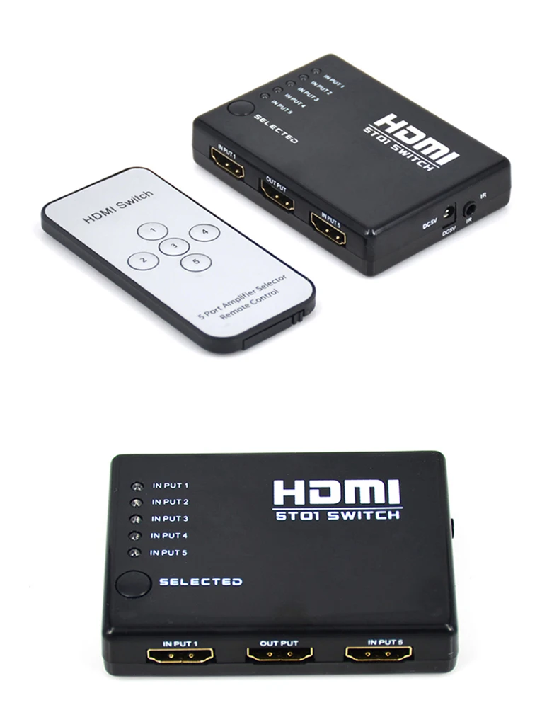 Hdmi переключатель 5 в 1 из HD видео компьютер хост монитор обмен дисплеем с инфракрасным пультом дистанционного управления