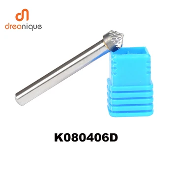 

2pcs/lot K type cone 90 degree 8*4mm rotary burr file cutter grinding and abrasive tools K080406 6mm shank milling tools