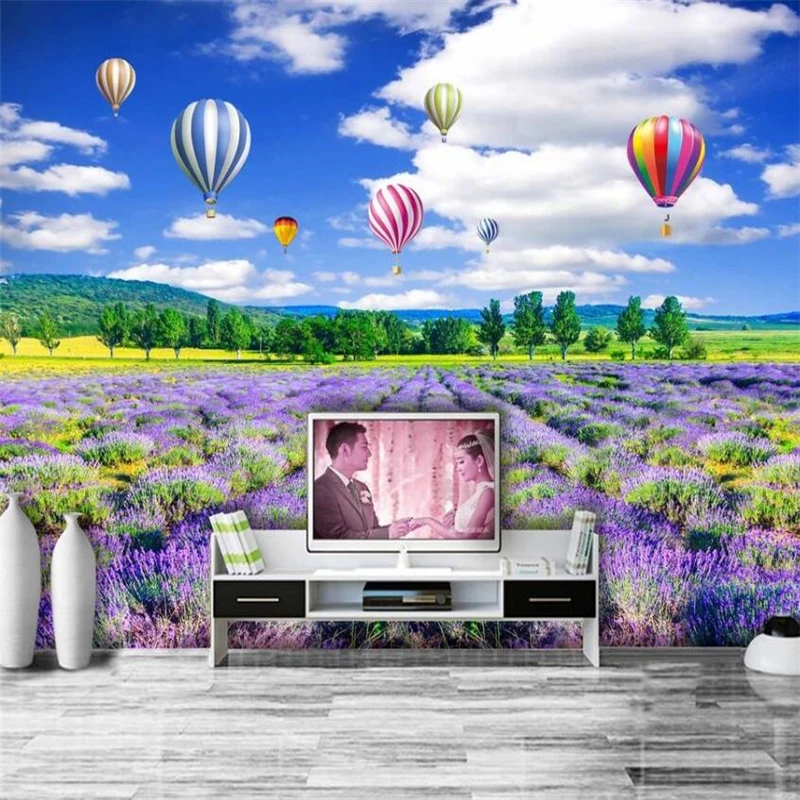 Beibehang-Lavender-Flower-Sea-Beautiful-Landscape-3D-Wall-Custom-Large-Mural-Green-Wallpaper-papel-de-parede (1)