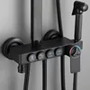 Thermostatic Shower Set Black Bronze Rainfall Bathroom Shower Mixer Set Copper Bathroom Fixture Faucet Black Bath Shower System 2