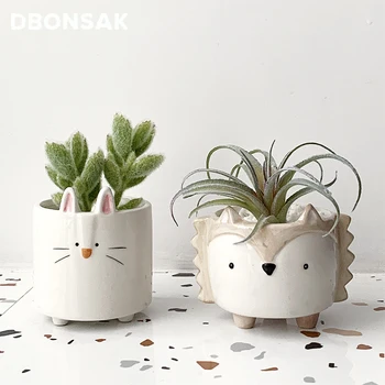 

CACTUS SUCCULENTS FLOWER POT HEDGEHOG LITTLE RABBIT FLOWERPOT CERAMIC SMALL ANIMAL FLOWER POT MINI GARDEN PLANTER HOME DECOR