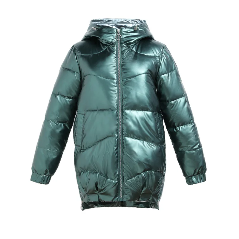 2020 New Winter Jacket Parkas Women Glossy Down Cotton Jacket Hooded Parka Warm Female Cotton Padded Jacket Casual Outwear M-3XL