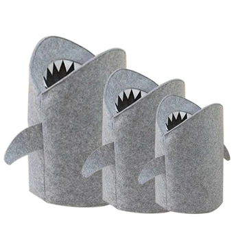 

Nordic Style Felt Cloth Folding Laundry Basket Shark Design Laundry Bag For Toys Clothes Storage Bags Home Organizer