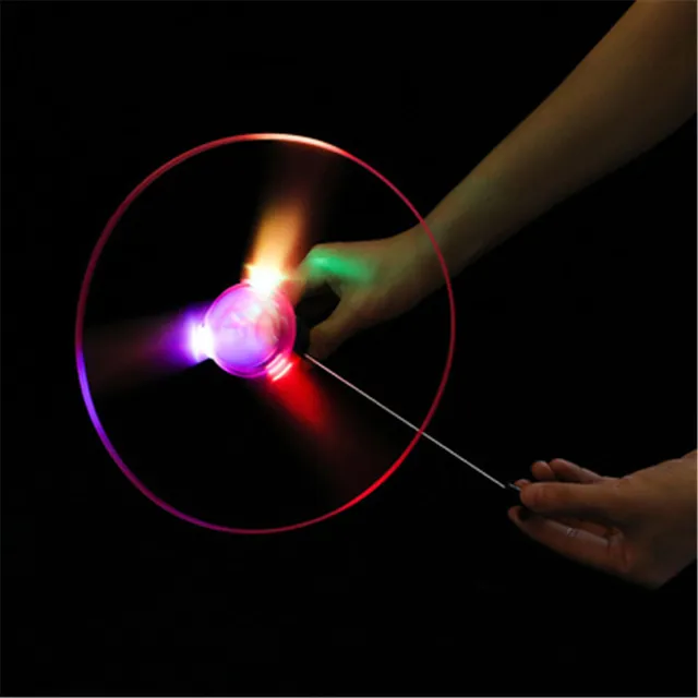2021 hot sale 1pc Fun outdoor sports pull line saucer toys LED lighting UFO parent-child interaction Creative 7 color spin-off 2