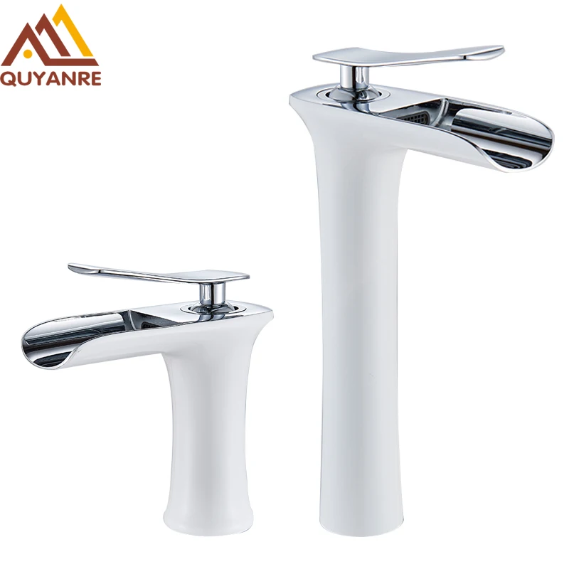 Bathroom Basin Faucet Single Handle Hot Cold Water Basin Mixer Tap Waterfall For Bathroom