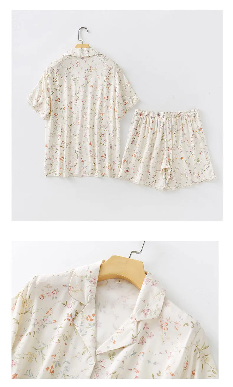 Summer Pajamas Women Satin Sleepwear Willow Print Shorts Loungewear Short Sleeve Pyjamas Two Piece Sexy Nightwear Home Clothes He6689e2cb2ae415ea2ac0a9bb6424a30u