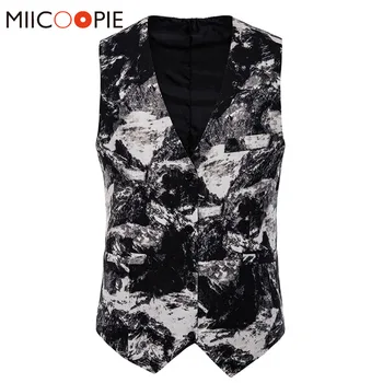 

Fashion Mens Patchwork Suit Vest Abstract Printed Single Breasted Sleeveless Chalecos Para Hombre Wedding Prom Casual Waistcoat