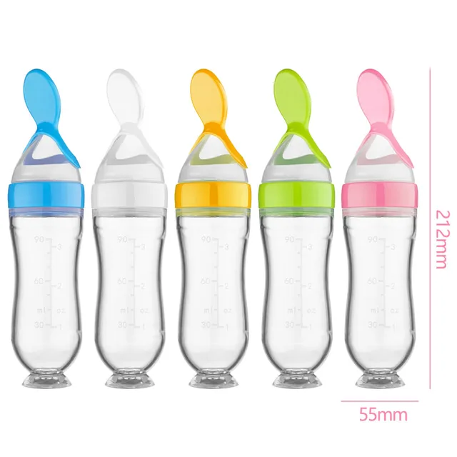 Biberon en Silicone pour nouveau-né, cuillère de distribution de  nourriture, distributeur de céréales pour bébé, outils sûrs pour nouveau-né  - AliExpress