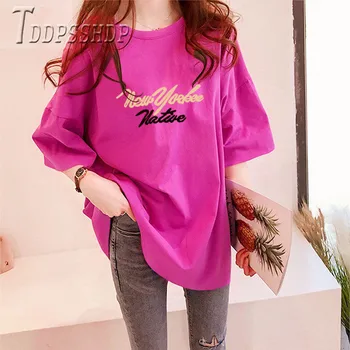 

2019 Korean Loose Casual Women T Shirt Short Sleeve Alphabet Printing Women Tee Shirts