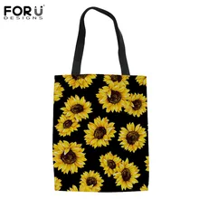 FORUDESIGNS женские мягкие переносные экологически чистые сумки для продуктов с подсолнухами, многоразовые тканевые сумки на плечо для дам