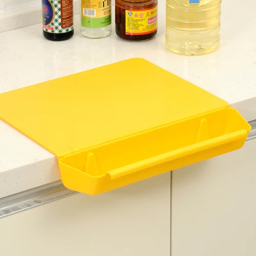 Кухонная утолщенная разделочная доска два в одном с овощным корытом разделочная доска Нескользящая пластиковая пластина ZP7031458 - Цвет: yellow