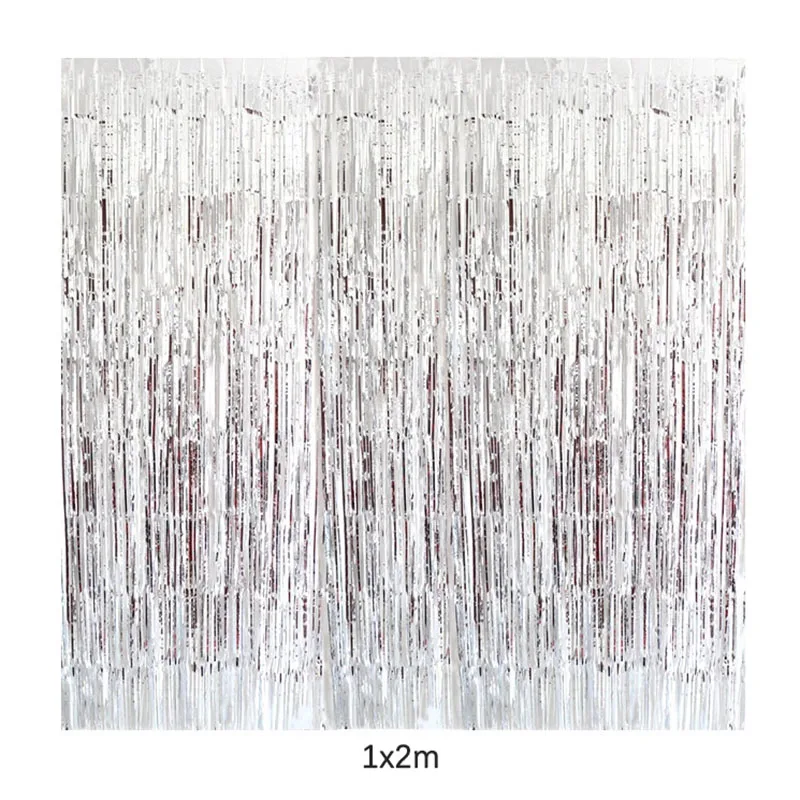 2x1m silver fringe Круглый шар из фольги с изображением звезды Нового года, шар с цифрами для рождества, домашние вечерние шары, украшение на год, товары для декора - Цвет: 2x1m silver fringe