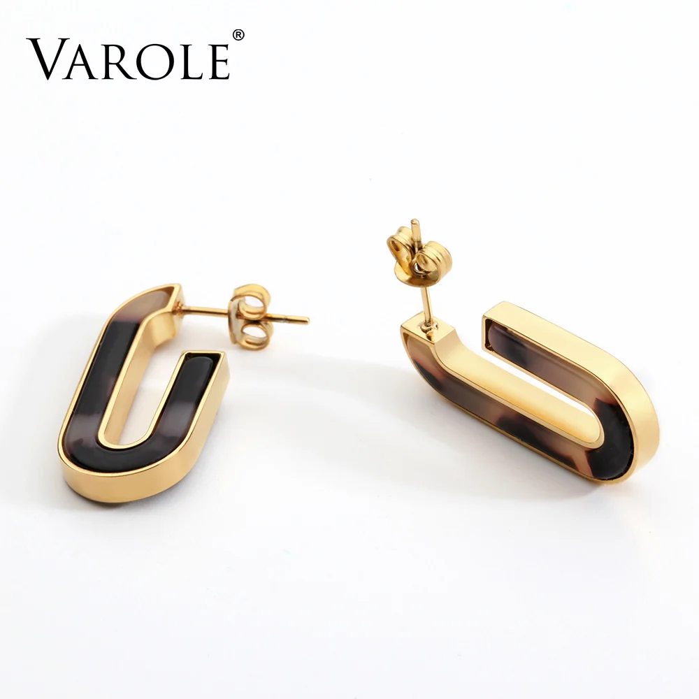 VAROLE серьги-гвоздики для женщин Черепаховые ацетатные резиновые, акриловые геометрические серьги в форме звезды сердца