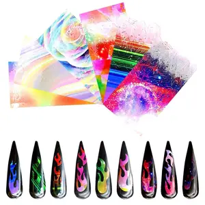Image 4 - Fire Nail Holographic Strip Tape Nail Art Stickers Thin Laser Silver Stripe Sticker DIY Foil Decal Sticker