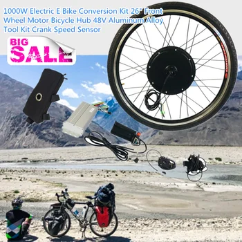 

New RU 48V 1000W Electric E Bike Conversion Kit 26" Front Wheel Motor Bicycle Hub Aluminum Alloy Tool Kit Crank Speed Sensor