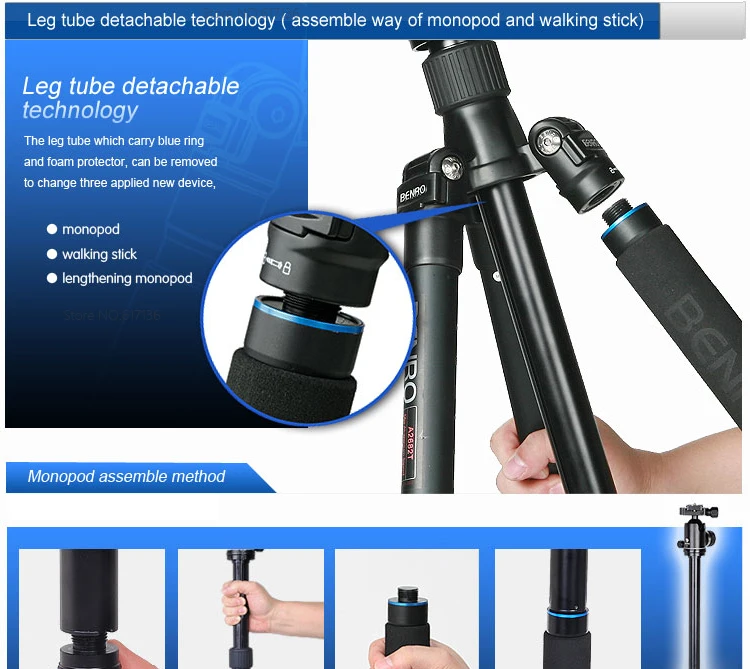 Benro iF28+ штатив алюминиевый Портативный Reflexed iFoto штативы монопод для камеры Сумка для переноски Максимальная загрузка 14 кг DHL