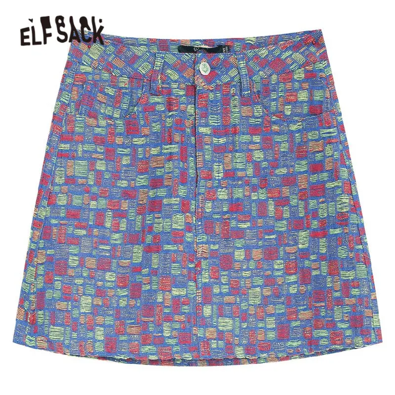 ELFSACK цветная клетчатая Женская мини юбка в Корейском стиле осень 2019 новая модная
