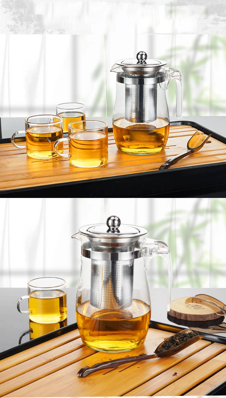 Чайник стеклянный взрывозащищенный высокотемпературный цветочный чайник чайная чашка чайный горшок фильтр один чайник чайный набор домашний чайный стакан стеклянная чашка для сока