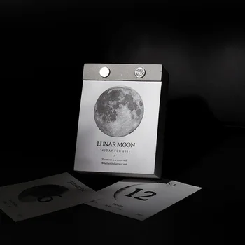 

2021 Lunar Moon Series Desktop Paper Calendar 365 Days Daily Scheduler Table Planner Yearly Agenda Organizer