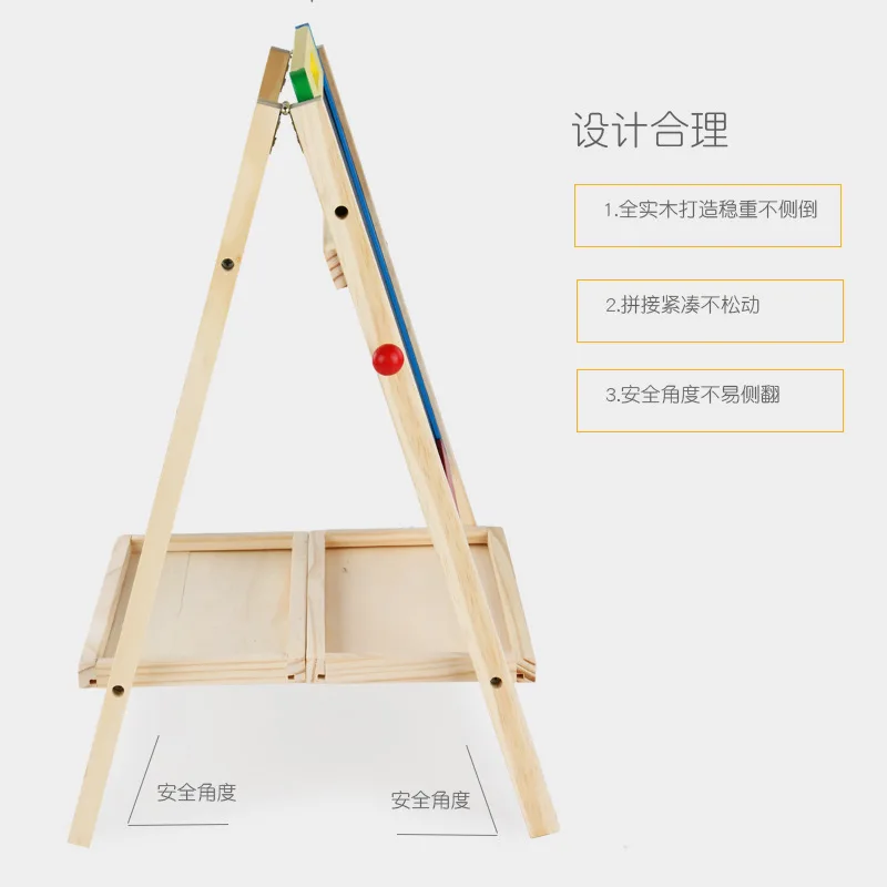 

Children Solid Wood Sketchpad Easel Double-Sided Magnetic Small Blackboard Braced Folding Adjustable Whiteboard Painting Writing