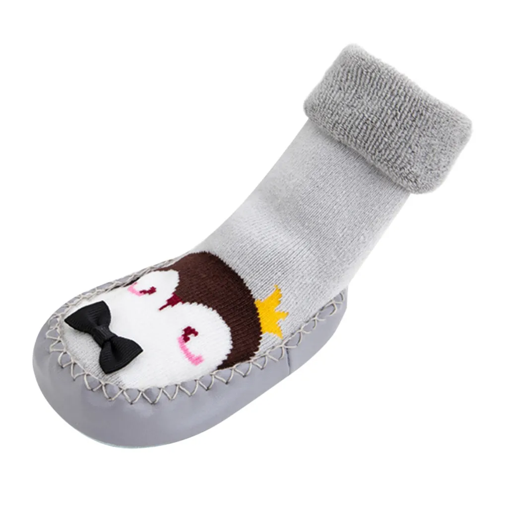 Зимние носки для малышей носки для мальчиков и девочек Chaussette Enfant, хлопковые детские гетры, детские носки-тапочки нескользящие носки для малышей - Цвет: Серый
