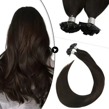 

Ugeat Pre-bonded Human Hair Extensions Flat Tip Hair Extensions Dark Brown Color #2 Machine Made Remy Human Hair 1g/strand